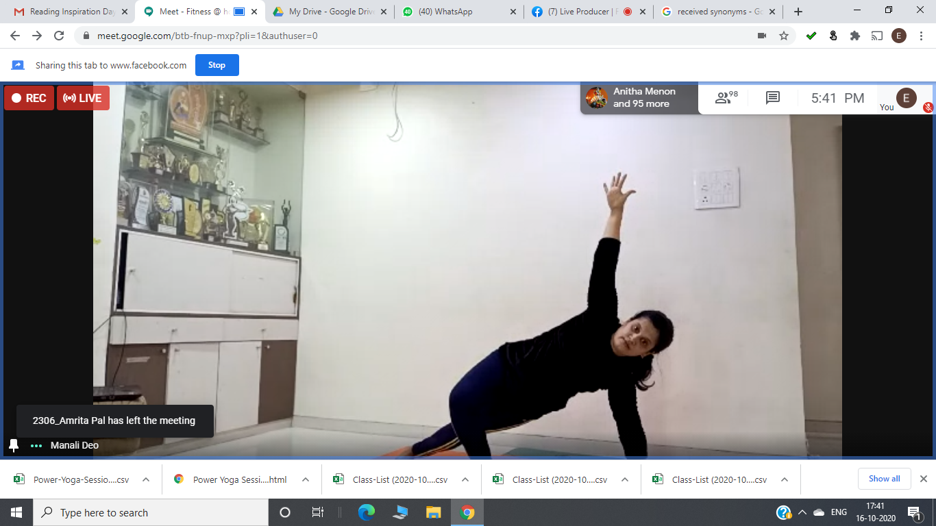 Power Yoga Webinar- Manali Deo while taking Sesssion